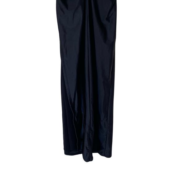 GOOD AMERICAN Ruched Satin Slip Maxi Dress Black, Size 2/Medium - Picture 12 of 16